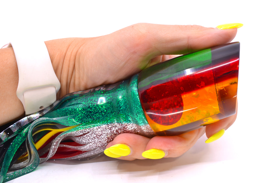 Marlin Magic "Rasta" Yellow Awabi Green-Red Back Red Eyes Ruckus 12" 11oz Skirted GZE