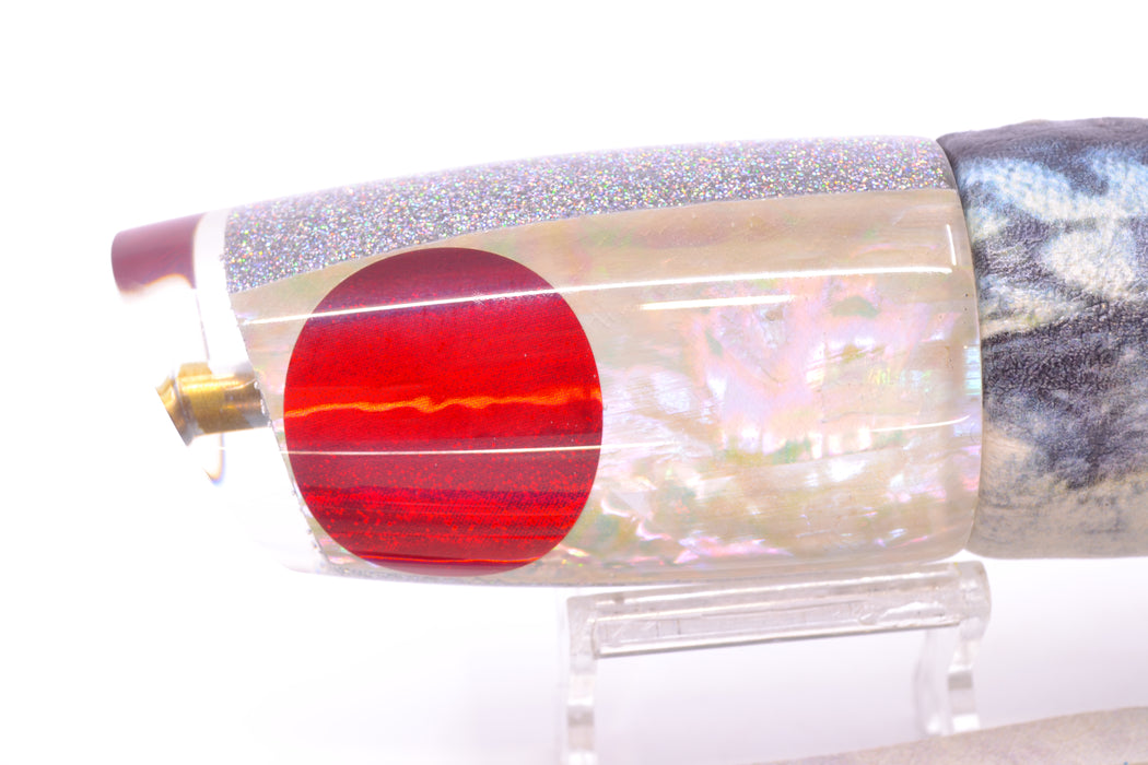 Koya Lures White Awabi Shell Holo Glitter Pearl Medium Poi Dog 14" 10oz ALV Blue Mackerel