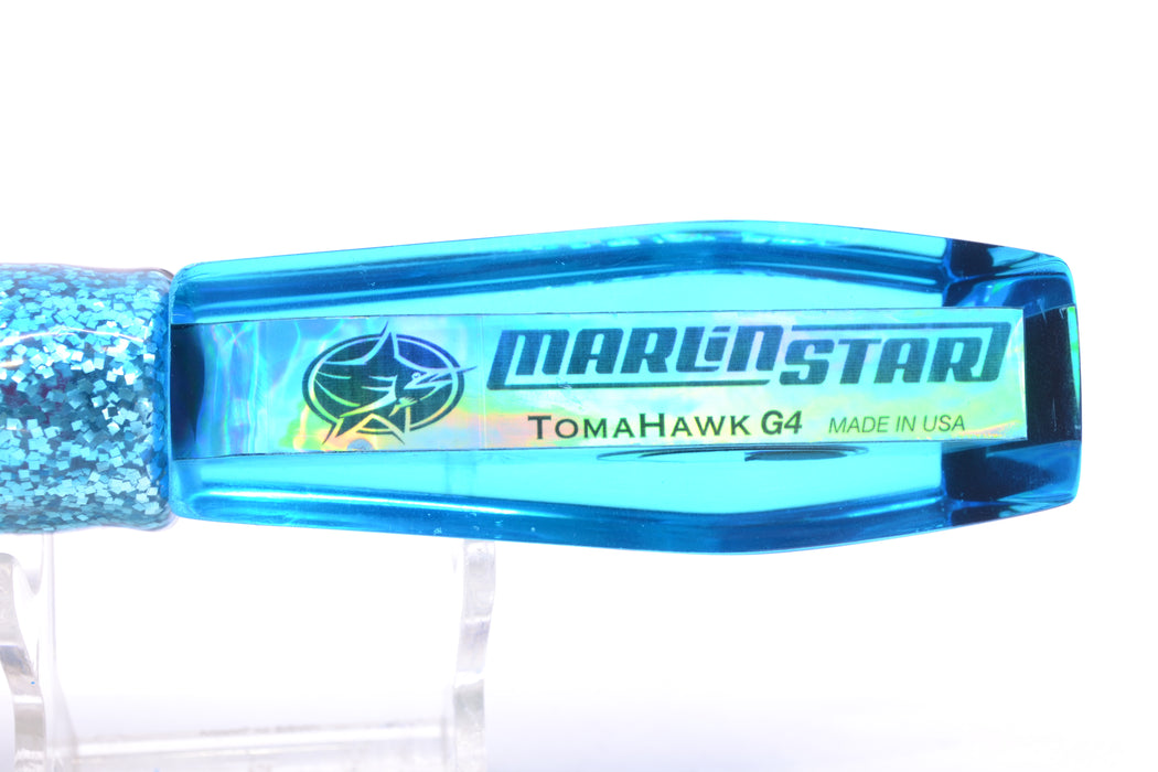 Marlinstar Ice Blue Rainbow Starburst Medium Tomahawk G4 9"+ 5.2oz Skirted Black-Ice Blue GZE