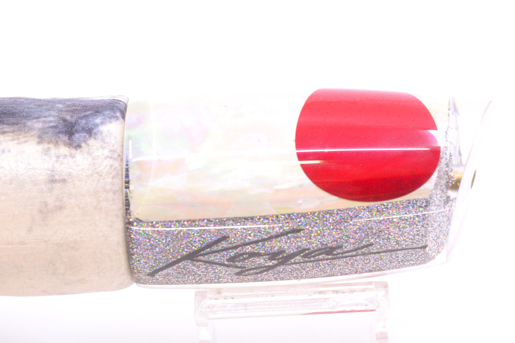 Koya Lures White Awabi Shell Holo Glitter Pearl Medium Poi Dog 14" 10oz ALV Blue Mackerel