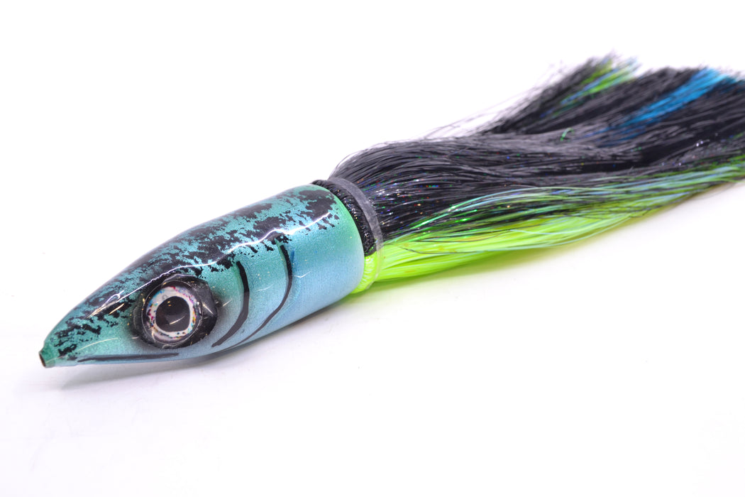 Tsutomu Lures Ice Blue Black Splatter Back Non-Jetted Kona Dragon 9"+ 8oz Strobez GZE