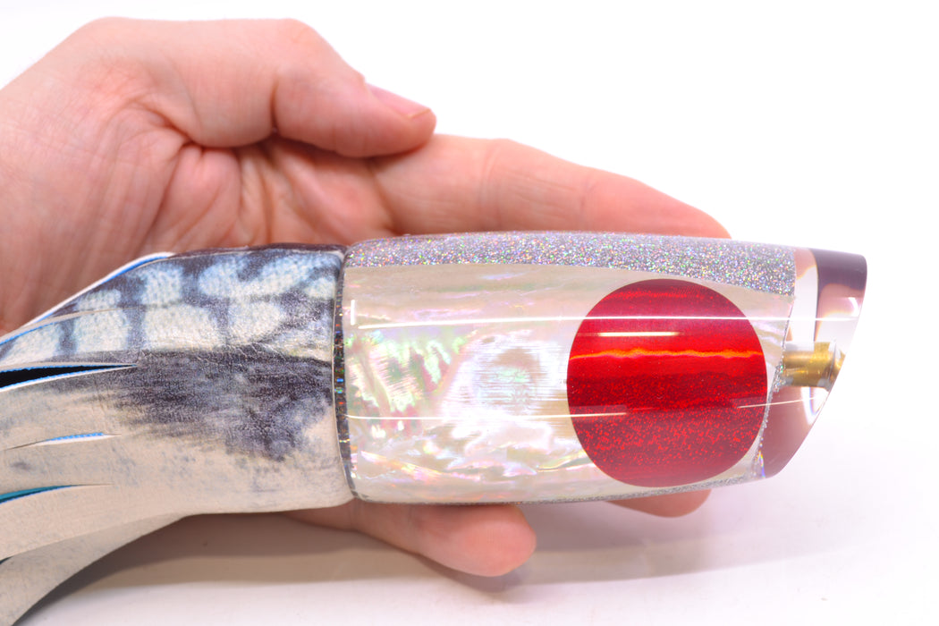 Koya Lures White Awabi Shell Holo Glitter Pearl Medium Poi Dog 14" 10oz ALV Blue Mackerel