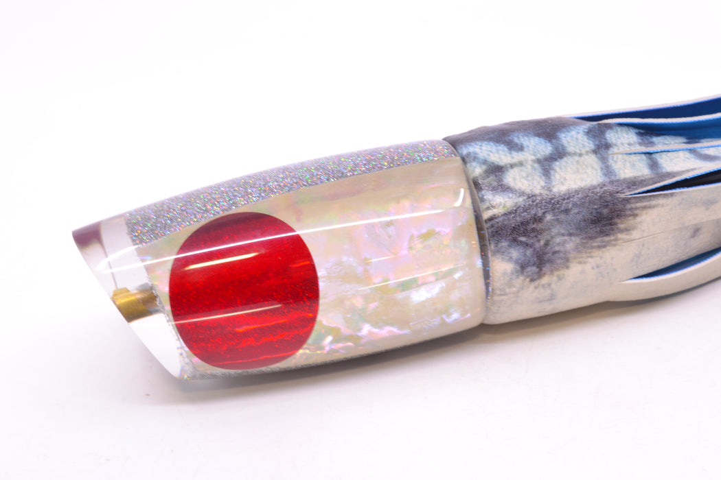 Koya Lures White Awabi Shell Holo Glitter Pearl Medium Poi Dog 14" 10oz ALV Blue Mackerel