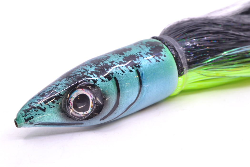 Tsutomu Lures Ice Blue Black Splatter Back Non-Jetted Kona Dragon 9"+ 8oz Strobez GZE