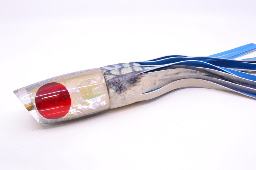 Koya Lures White Awabi Shell Holo Glitter Pearl Medium Poi Dog 14" 10oz ALV Blue Mackerel