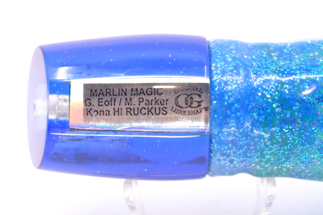 Marlin Magic Paua Shell Blue Back Taxi Eyes Ruckus 12" 11oz Skirted Blue Dots/Green GZE