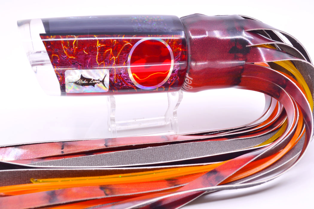 Aloha Lures Red-Orange Dichro Black Back Smash Bait 14" 12.2oz FT Vinyl Red Tiger GZE