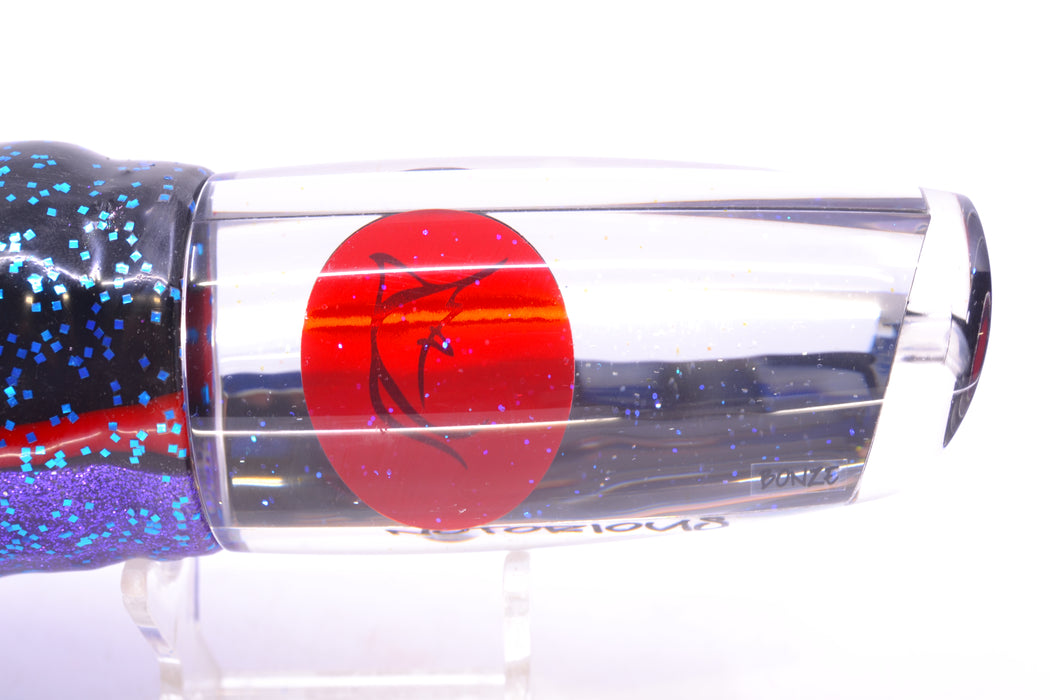 Bonze Lures Clear Mirrored Red Eyes Notorious 14" 14oz Skirted Black & Blue Bars-Purple GZE