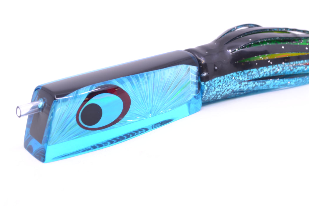Marlinstar Ice Blue Rainbow Starburst Medium Tomahawk G4 9"+ 5.2oz Skirted Black-Ice Blue GZE