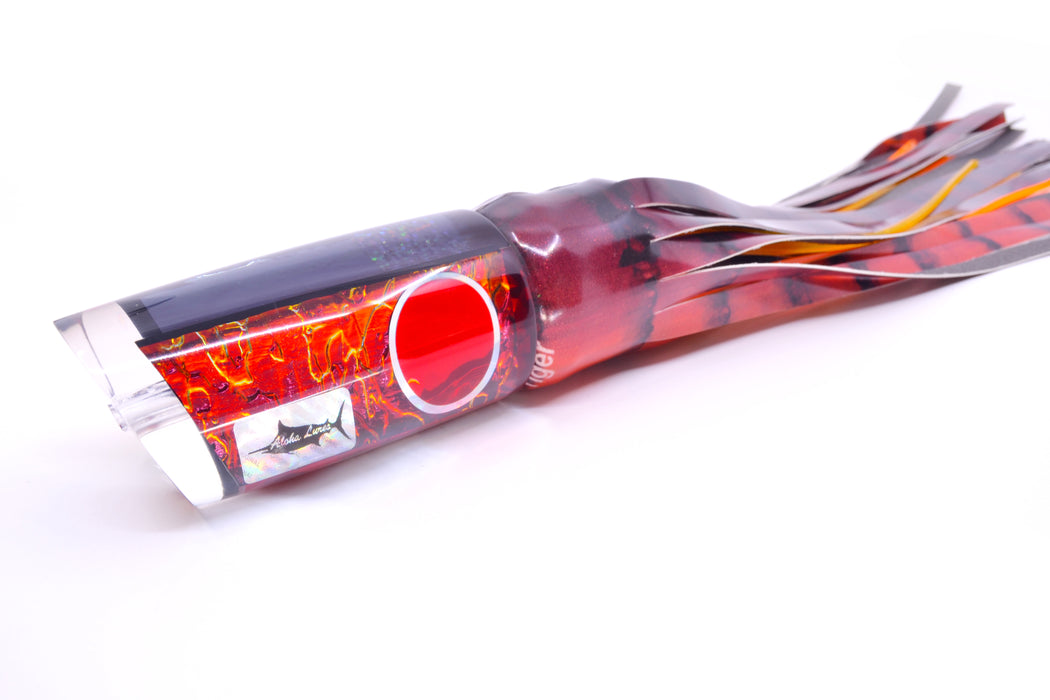 Aloha Lures Red-Orange Dichro Black Back Smash Bait 14" 12.2oz FT Vinyl Red Tiger GZE