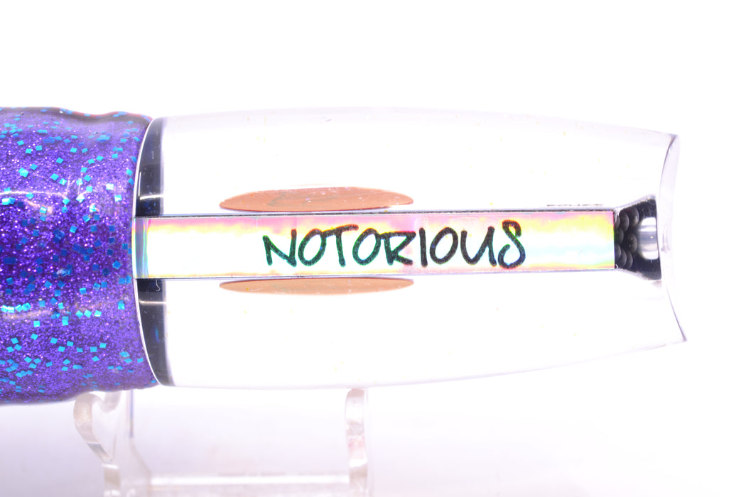 Bonze Lures Clear Mirrored Red Eyes Notorious 14" 14oz Skirted Black & Blue Bars-Purple GZE