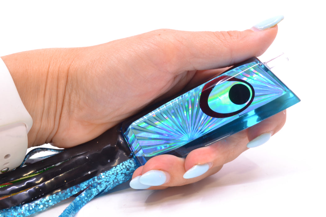 Marlinstar Ice Blue Rainbow Starburst Medium Tomahawk G4 9"+ 5.2oz Skirted Black-Ice Blue GZE