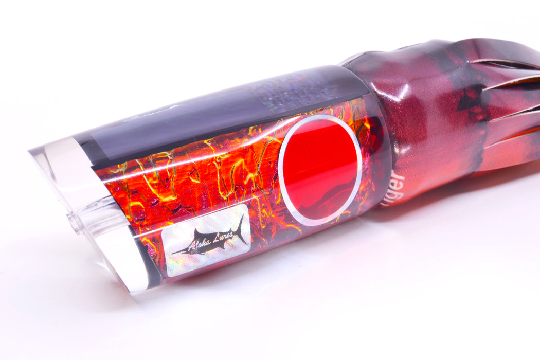 Aloha Lures Red-Orange Dichro Black Back Smash Bait 14" 12.2oz FT Vinyl Red Tiger GZE