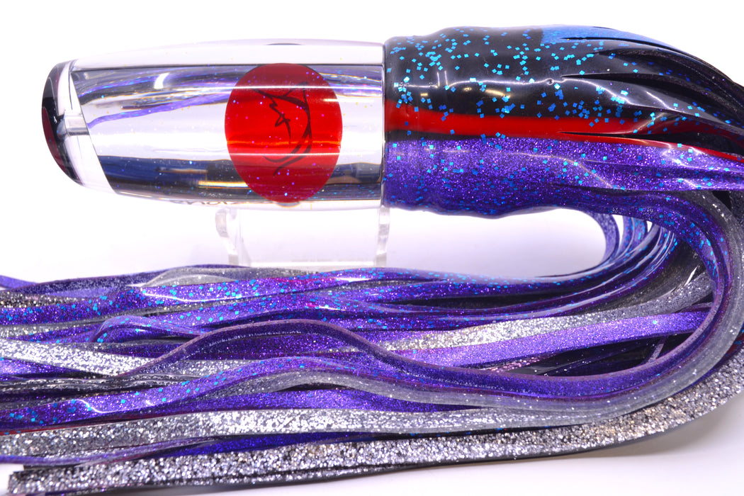 Bonze Lures Clear Mirrored Red Eyes Notorious 14" 14oz Skirted Black & Blue Bars-Purple GZE