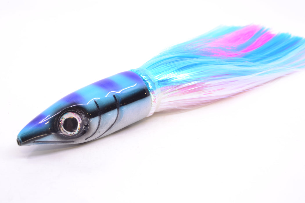 Tsutomu Lures Blue & Purple Bars-Black Line Non-Jetted Kona Dragon 9"+ 8oz Strobez GZE