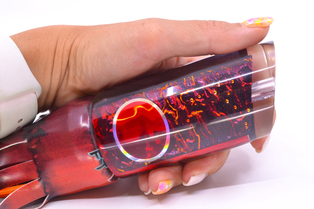 Aloha Lures Red-Orange Dichro Black Back Smash Bait 14" 12.2oz FT Vinyl Red Tiger GZE