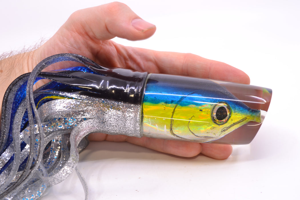 Ali'i Kai Lures Yellowfin Fish Head Nifty 50 14" 6.5oz Skirted Black-Silver