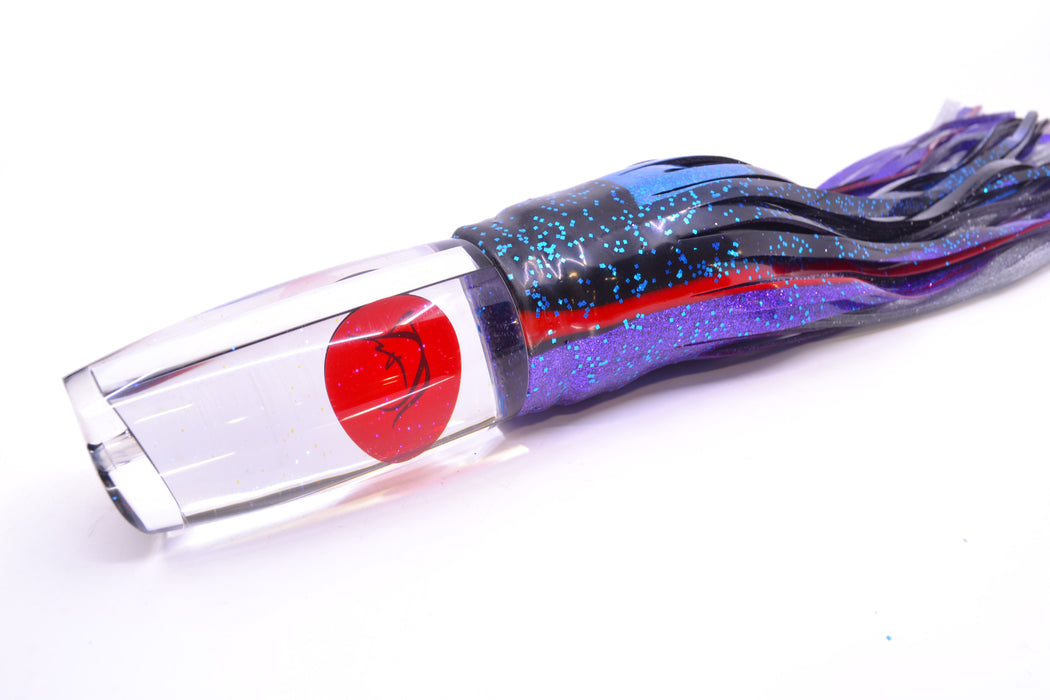 Bonze Lures Clear Mirrored Red Eyes Notorious 14" 14oz Skirted Black & Blue Bars-Purple GZE