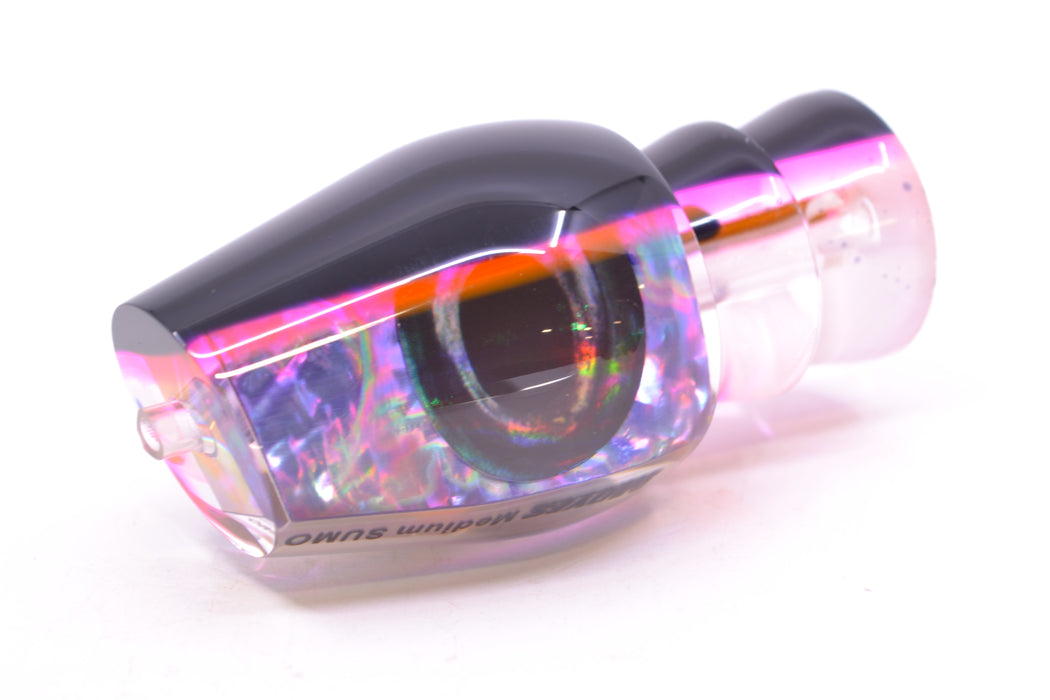 Moyes Lures Rainbow MOP Black-Pink Back Taxi Eyes Medium Sumo 12" 3.7oz GZE
