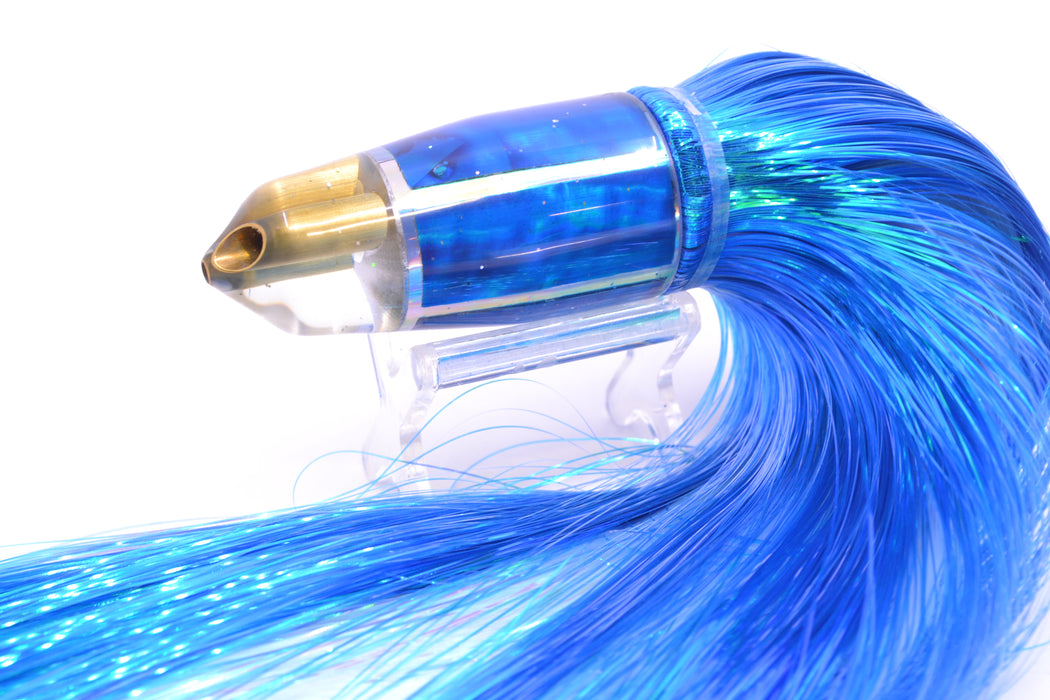 Tanigawa Lures Blue MOP 2-Hole Bullet 9"+ 8.5oz Strobez Blue/White