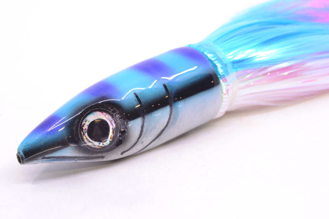 Tsutomu Lures Blue & Purple Bars-Black Line Non-Jetted Kona Dragon 9"+ 8oz Strobez GZE