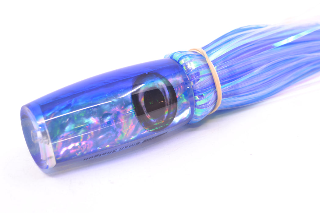 Moyes Lures Rainbow MOP Blue Back Taxi Eyes Small Shotgun 9" 2.5oz Skirted Mixed Hair