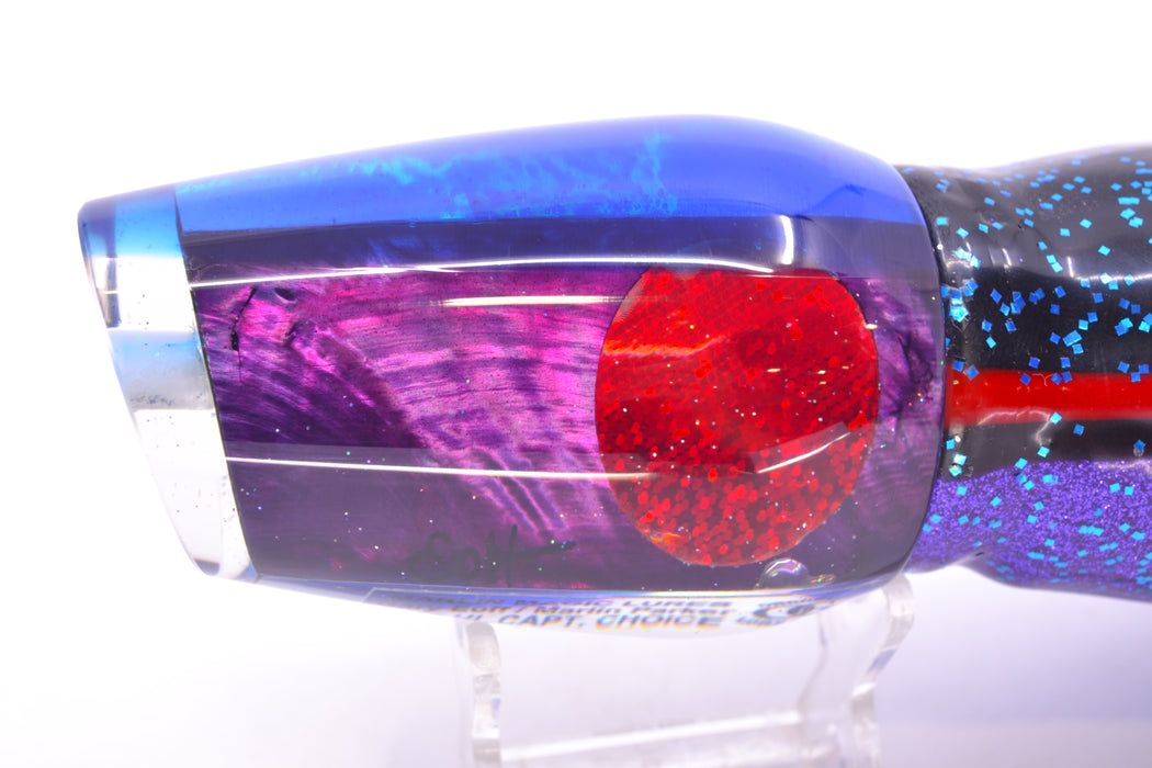 Marlin Magic Purple MOP Blue Back Red Eyes Captain's Choice 14" 12.5oz Skirted