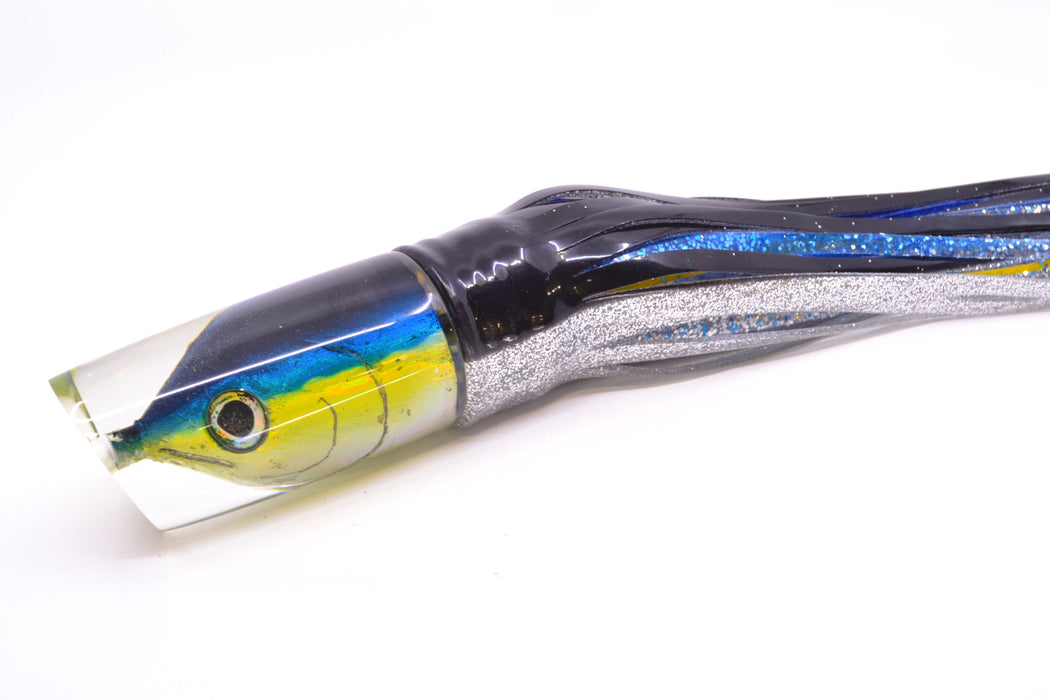 Ali'i Kai Lures Yellowfin Fish Head Nifty 50 14" 6.5oz Skirted Black-Silver
