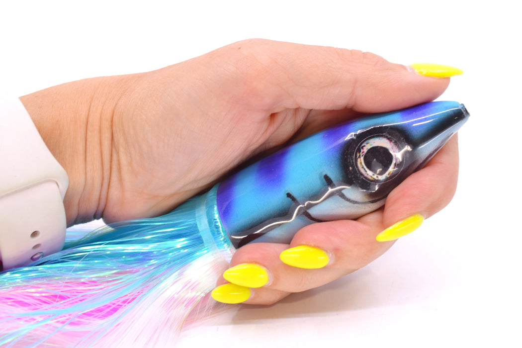Tsutomu Lures Blue & Purple Bars-Black Line Non-Jetted Kona Dragon 9"+ 8oz Strobez GZE