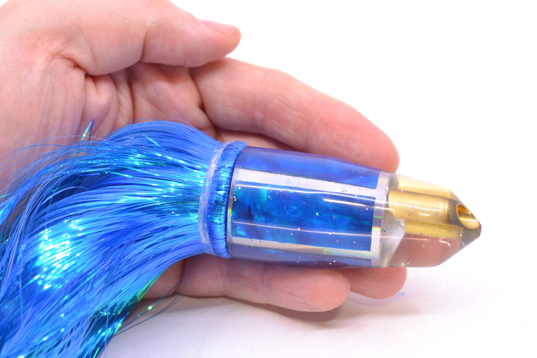 Tanigawa Lures Blue MOP 2-Hole Bullet 9"+ 8.5oz Strobez Blue/White