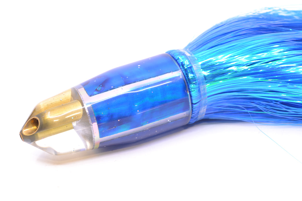 Tanigawa Lures Blue MOP 2-Hole Bullet 9"+ 8.5oz Strobez Blue/White