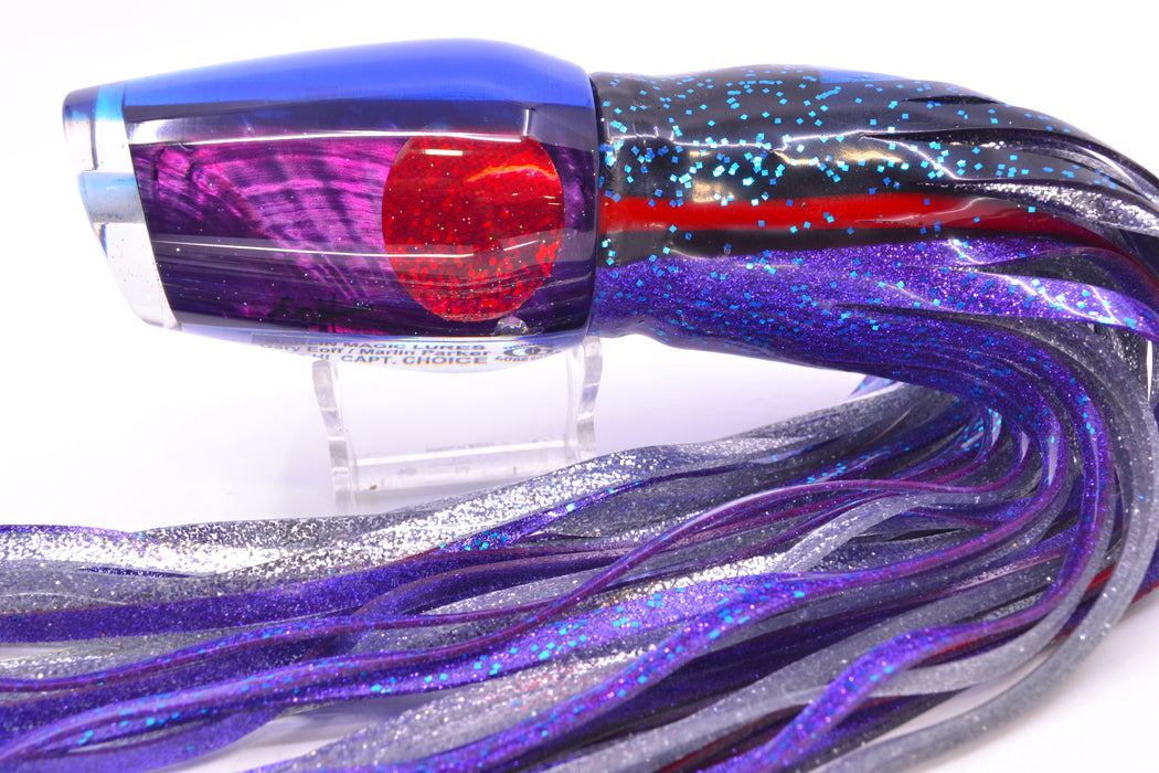Marlin Magic Purple MOP Blue Back Red Eyes Captain's Choice 14" 12.5oz Skirted