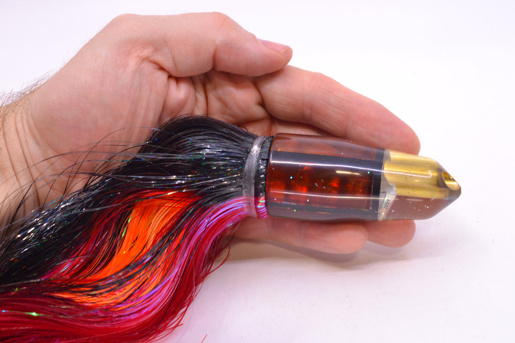 Tanigawa Lures Root Beer MOP Black Wrap 2-Hole Bullet 9"+ 8.5oz Strobez Black-Red-Orange