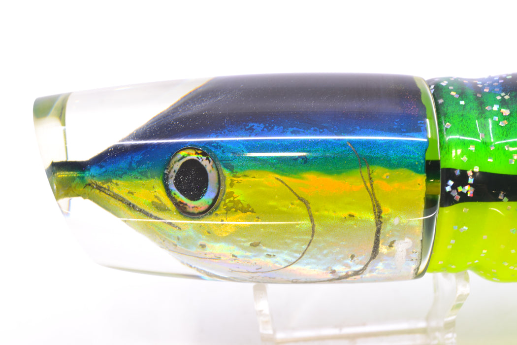 Ali'i Kai Lures Black-Blue-Yellow-Silver Yellowfin Fish Head Yakuza 14" 10.8oz BOM Skirted
