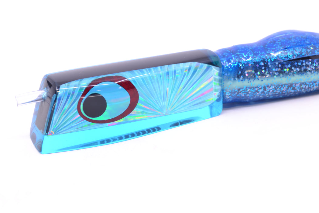 Marlinstar Ice Blue Rainbow Starburst Medium Tomahawk G4 9"+ 5.2oz Skirted Blue Dots/Black GZE