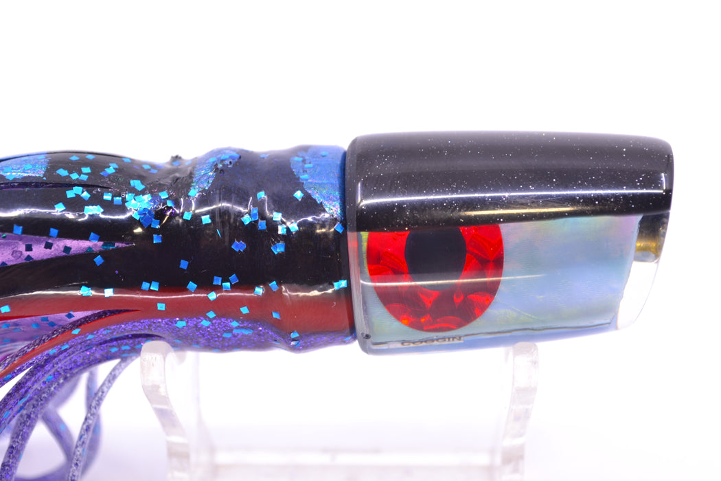 Coggin Lures Ice Blue MOP Black Back Small Slant Bogie 9" 4oz Skirted  Black & Blue Bars