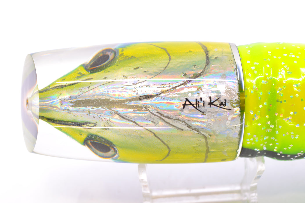 Ali'i Kai Lures Black-Blue-Yellow-Silver Yellowfin Fish Head Yakuza 14" 10.8oz BOM Skirted