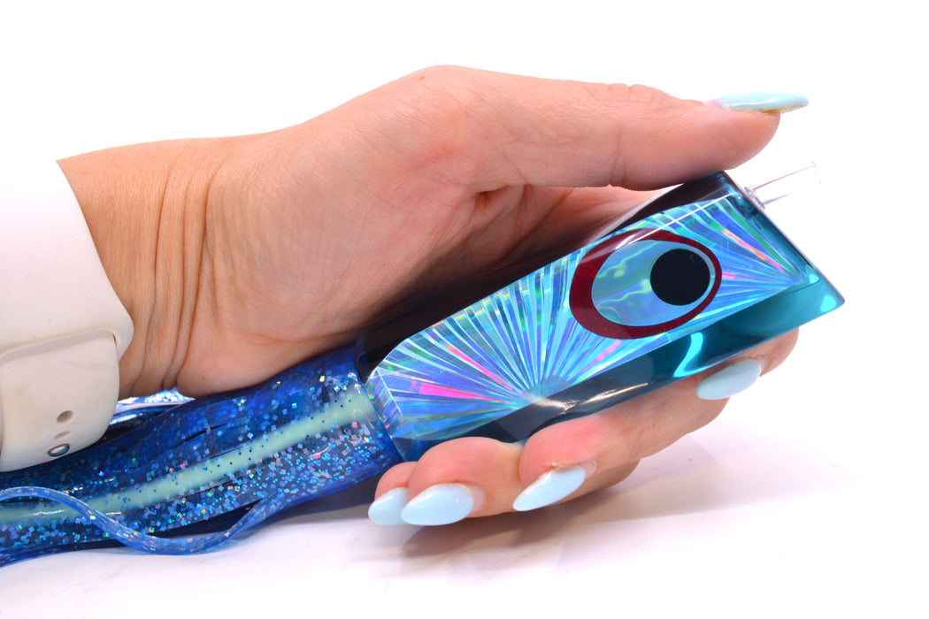 Marlinstar Ice Blue Rainbow Starburst Medium Tomahawk G4 9"+ 5.2oz Skirted Blue Dots/Black GZE