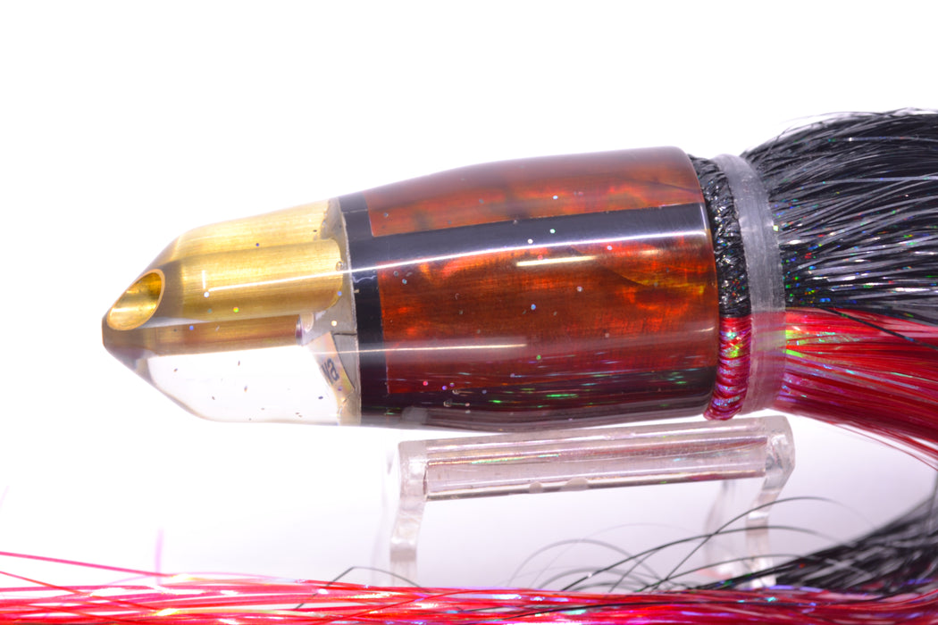 Tanigawa Lures Root Beer MOP Black Wrap 2-Hole Bullet 9"+ 8.5oz Strobez Black-Red-Orange