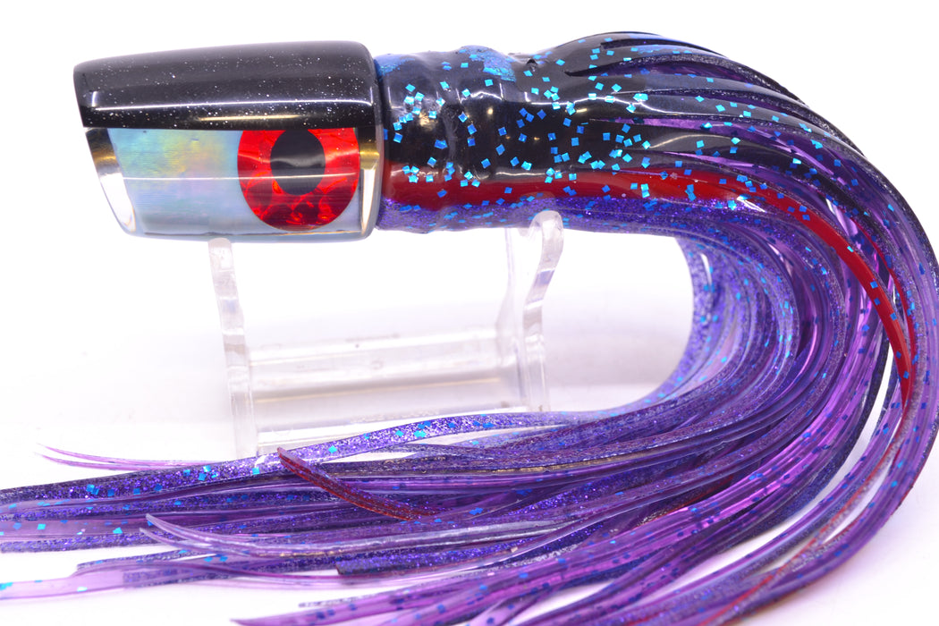 Coggin Lures Ice Blue MOP Black Back Small Slant Bogie 9" 4oz Skirted  Black & Blue Bars