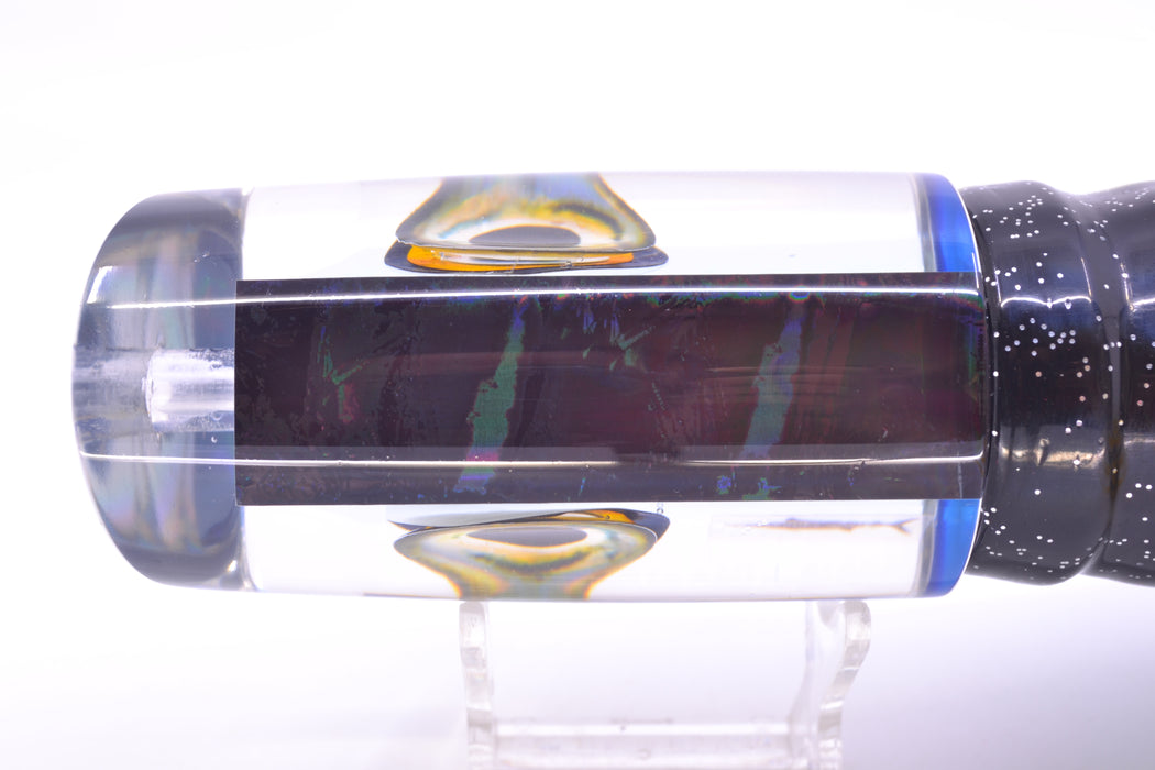 Aloha Lures Clear Mirrored Black Back Smash Bait 14" 13.5oz Skirted Black-Yellow-Blue GZE