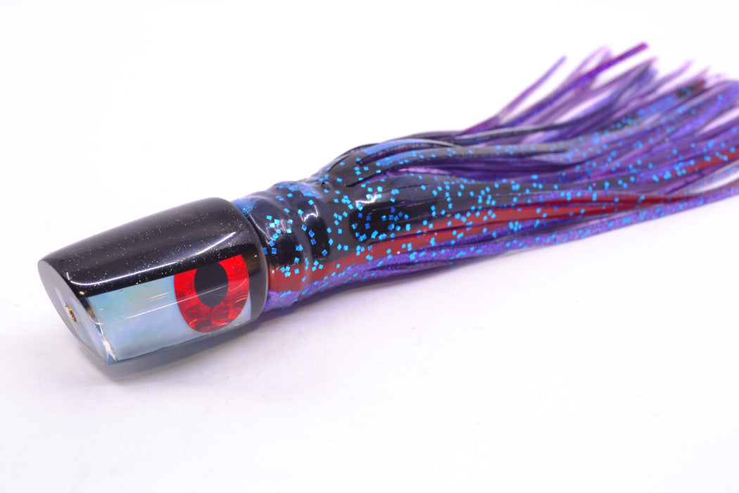 Coggin Lures Ice Blue MOP Black Back Small Slant Bogie 9" 4oz Skirted  Black & Blue Bars