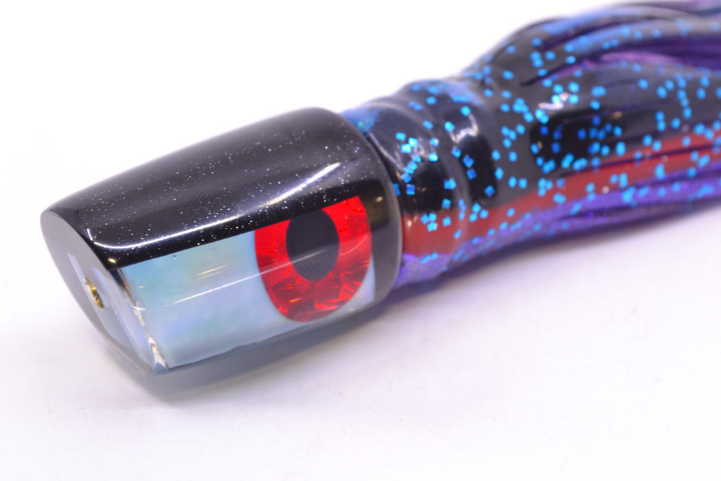 Coggin Lures Ice Blue MOP Black Back Small Slant Bogie 9" 4oz Skirted  Black & Blue Bars