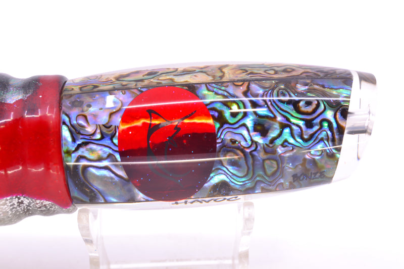 Bonze Lures Paua Shell Red Eyes Havoc 12" 8oz Skirted Red Aurora/White