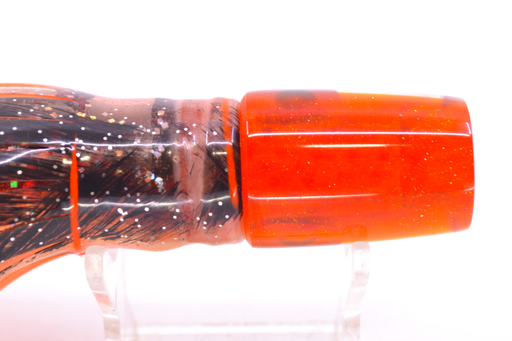Coggin Lures White MOP Orange Back 4-Hole Small Slant Bogie Invert 7" 3.5oz Skirted