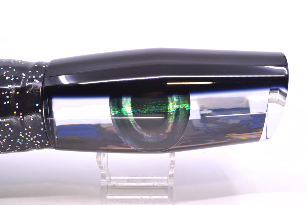 Moyes Lures Mirrored Black Back Taxi Eyes Razo Teaser 16" 29oz Skirted Black/Green GZE