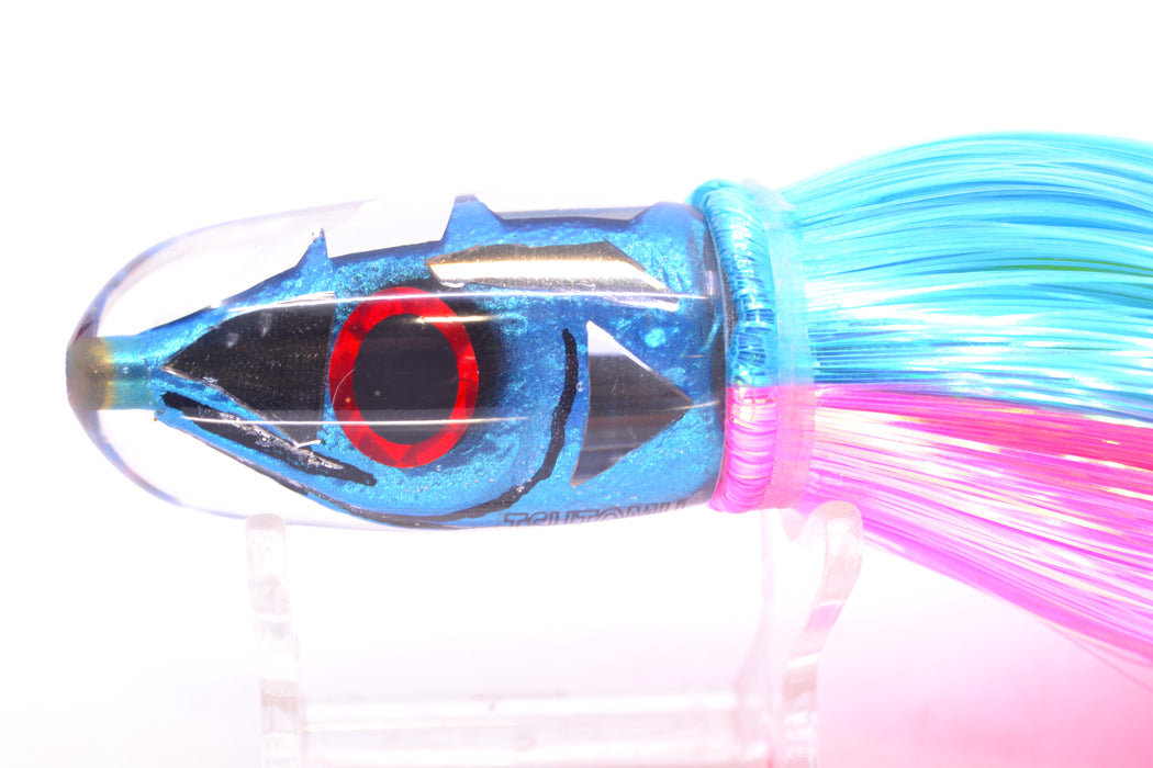 Tsutomu Lures "Ice Blue Disco" Fish Head Pau Hana Blunt Bullet 7" 4oz Strobez Ice Blue-Pink GZE