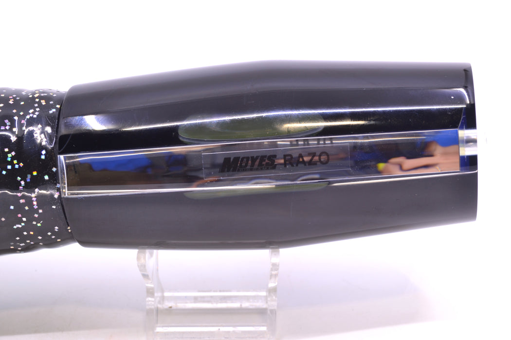 Moyes Lures Mirrored Black Back Taxi Eyes Razo Teaser 16" 29oz Skirted Black/Green GZE