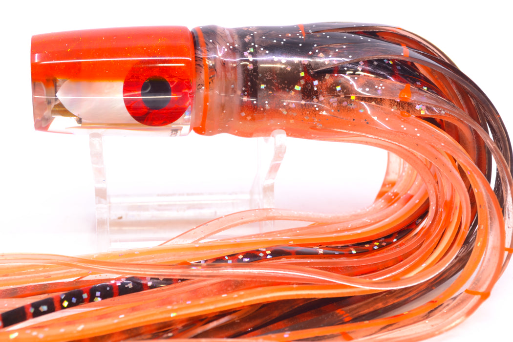 Coggin Lures White MOP Orange Back 4-Hole Small Slant Bogie Invert 7" 3.5oz Skirted