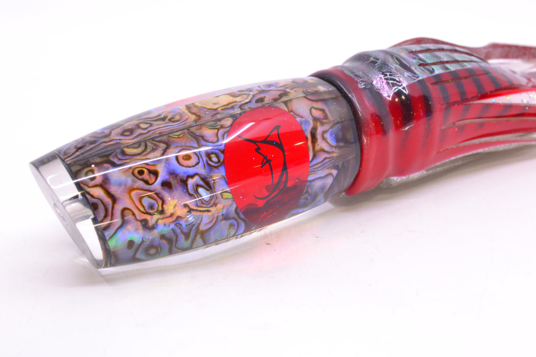 Bonze Lures Paua Shell Red Eyes Havoc 12" 8oz Skirted Red Aurora/White
